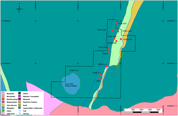 Canegrass Property & Regional Geology with 2013 VTEM &trade; Anomalies